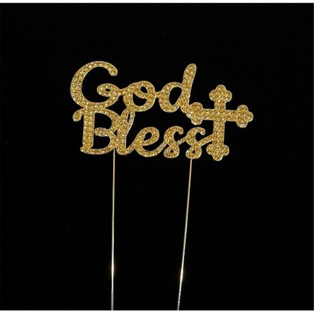 TIAN SWEET God Bless Rhinestone Cake Toppers Gold 33014GBg